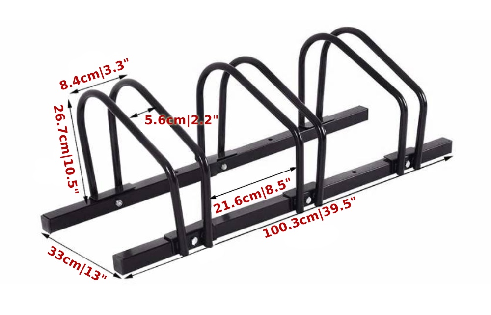 Bike Floor Parking Rack, 3 Bike